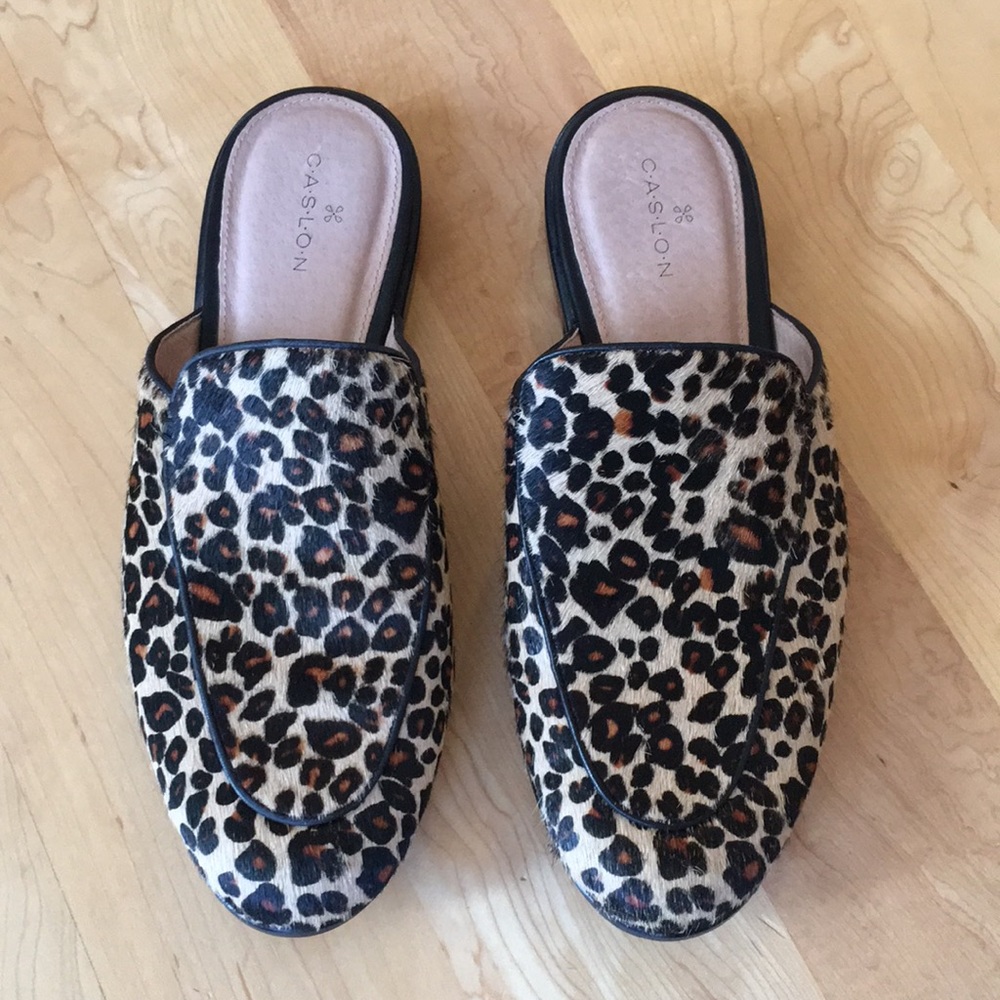 CASLON | Leopard Calf Hair Fur Mules